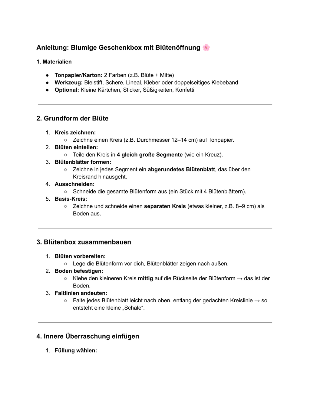 Anleitung für eine Geschenkbox in Blütenform