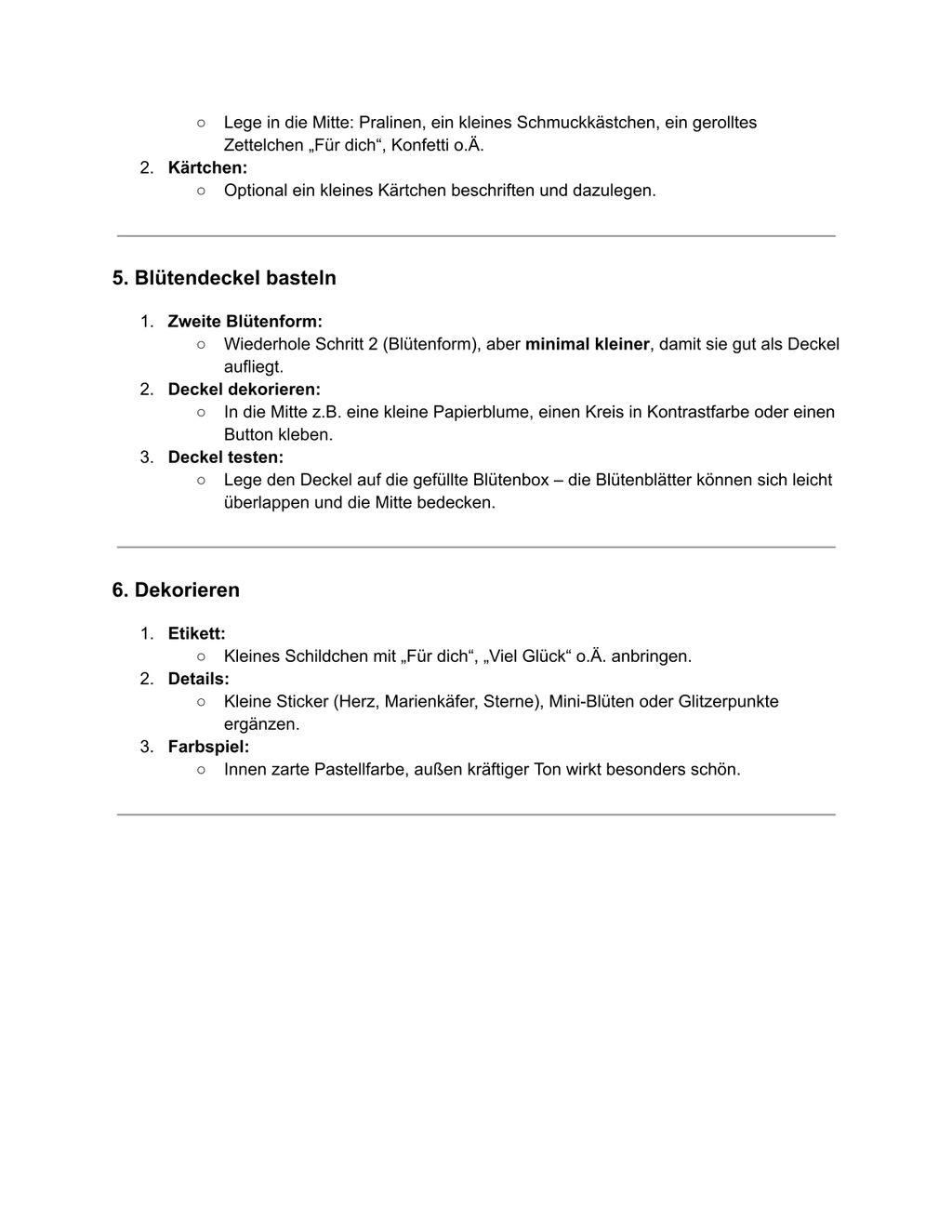 Anleitung für eine Geschenkbox in Blütenform