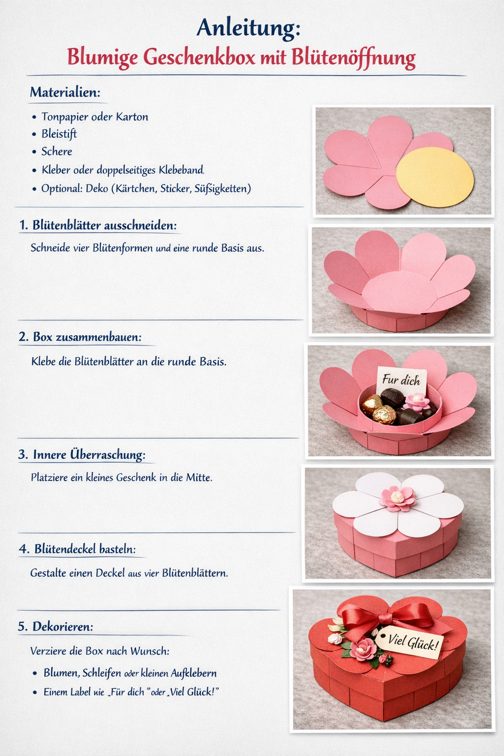 Anleitung für eine Geschenkbox in Blütenform