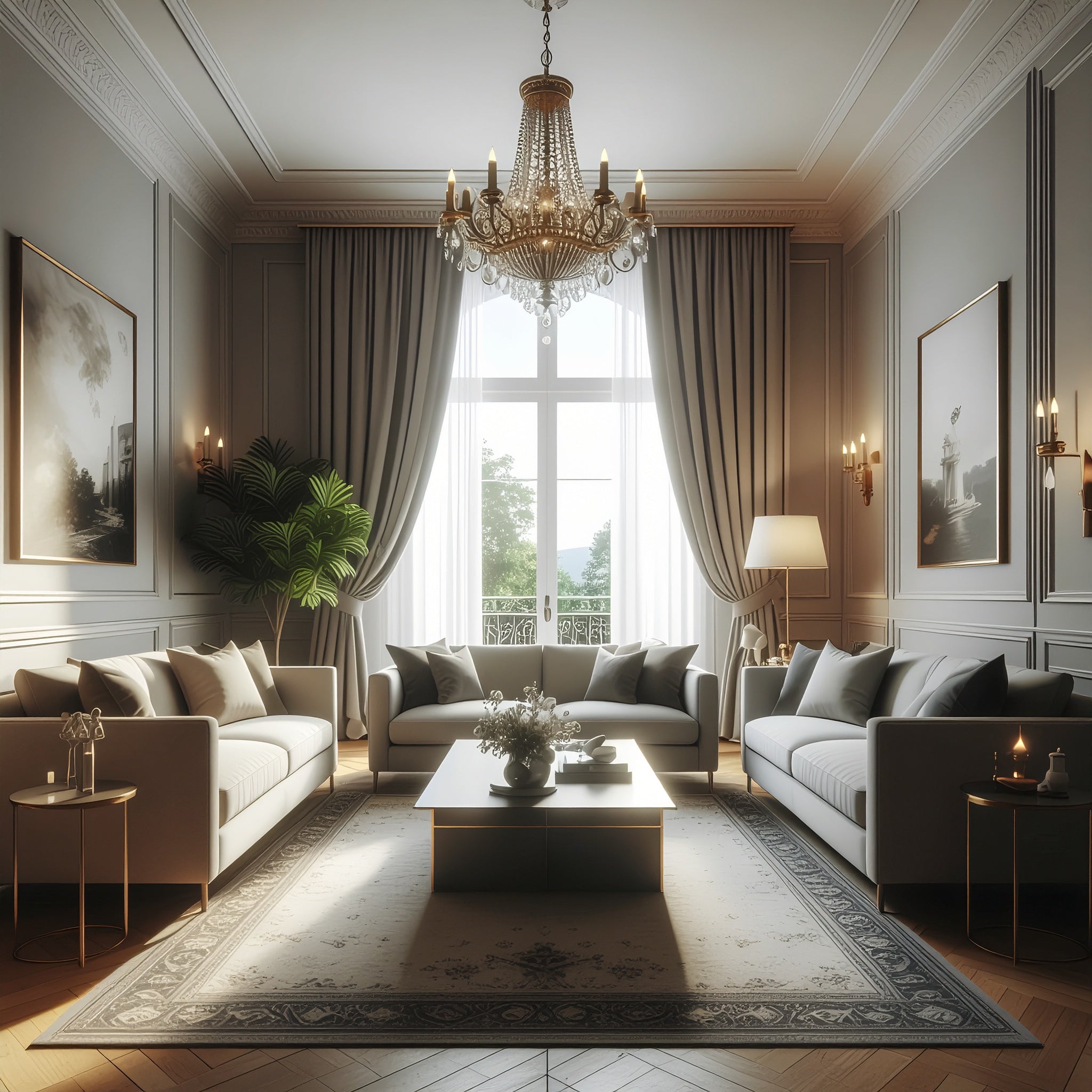 Helle Wohnzimmereinrichtung – Digitales Kunstbild