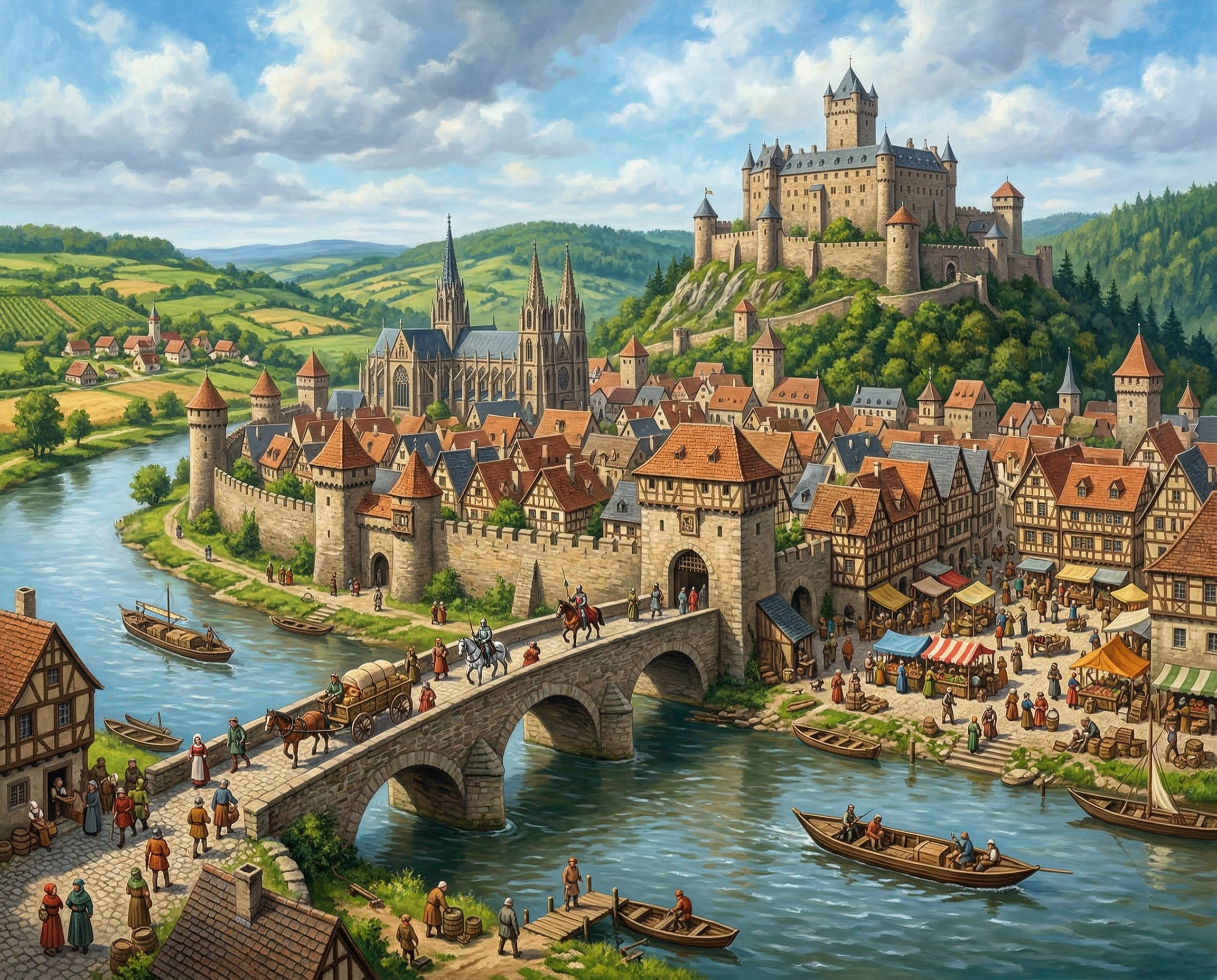 Mittelalterliche Stadt – Digitales Kunstbild