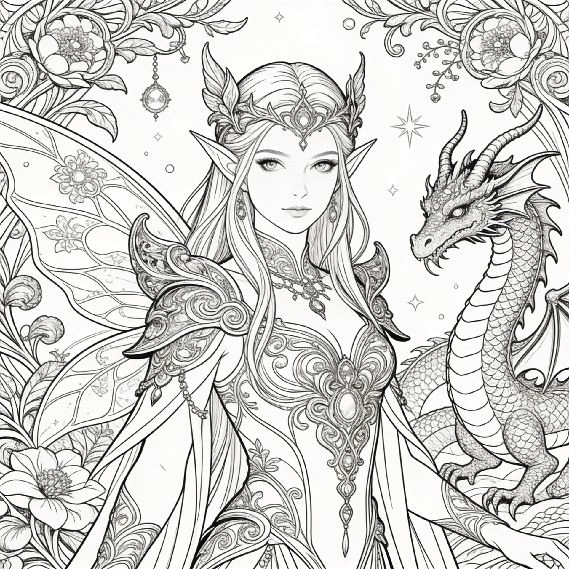 Ausmalbilder für Erwachsene – Fantasy Bundle (20 Bilder)