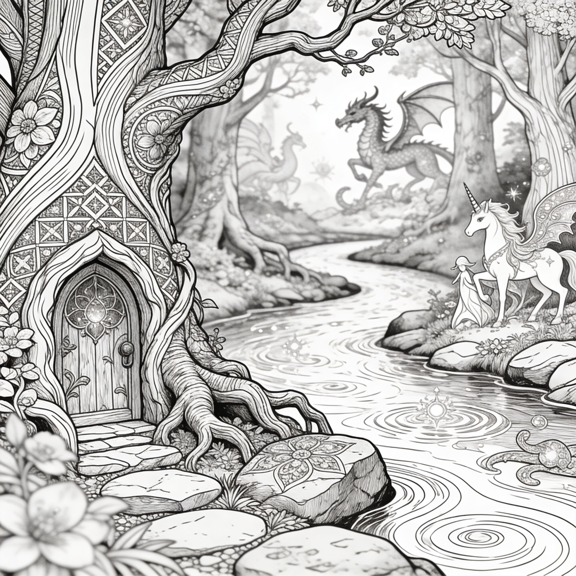 Ausmalbilder für Erwachsene – Fantasy Bundle (20 Bilder)